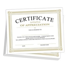 Certificate of Appreciation 25 PCS 8x10 Inch Employee Staff Recognition