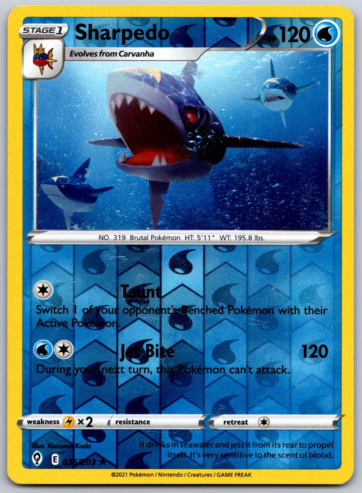 Sharpedo Reverse Holofoil [SWSH07 - 036/203