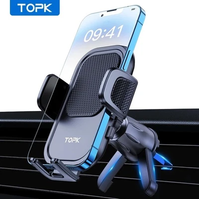 TOPK Car Phone Holder Mount "Upgraded Support Function"Metal Hook Cell Phone Holder