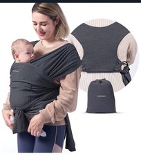 Momcozy Baby Wrap Carrier, Newborn - Toddler 8 - 35 lbs, Deep Grey NEW