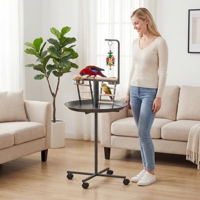PawHut Bird Stand with Wheels 60cm, Dark Gray