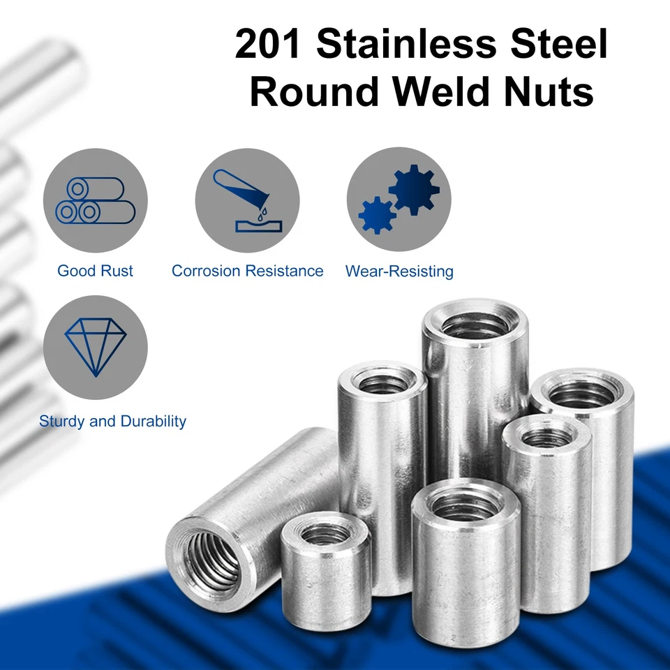 M6x10mmx20mm Weld on Bung Nut Threaded 201 Stainless Steel Insert Weldable 20pcs Foto 4 de 4