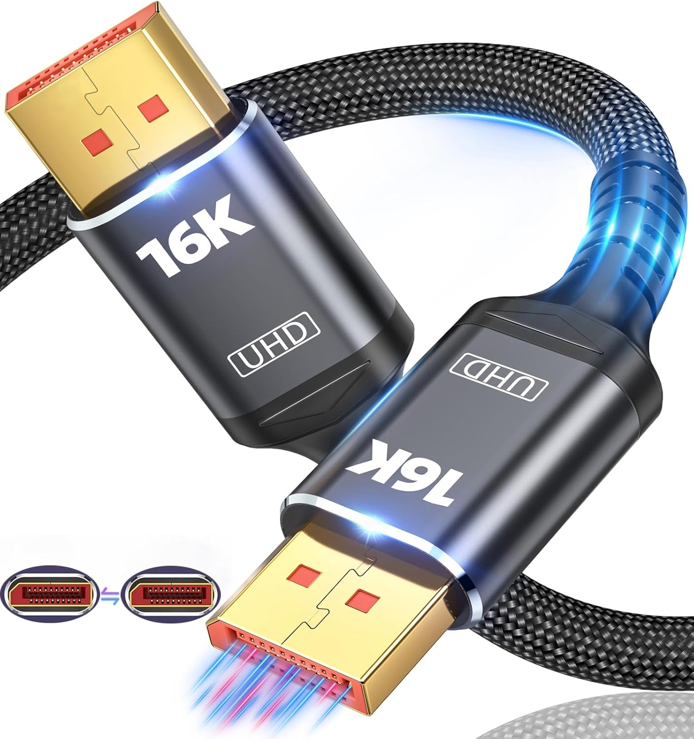 16K Displayport Cable 2.1, [VESA Certified] DP to DP Cable 2M, 16K@60Hz, 8K@120H