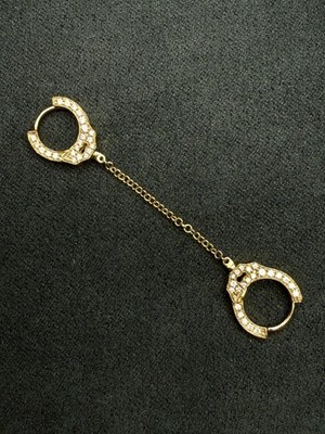 Maria Tash Double Sided Diamond Handcuff With Medium Chain Hoop Earring 18k Gold