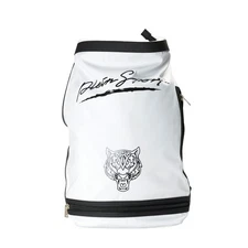 Plein Sport Unisex White Logo Print Large Backpack Bag