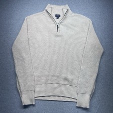 J Crew Sweater Mens Sz Small Cream Pullover Quarter Zip Waffle Heavy Knit Mock