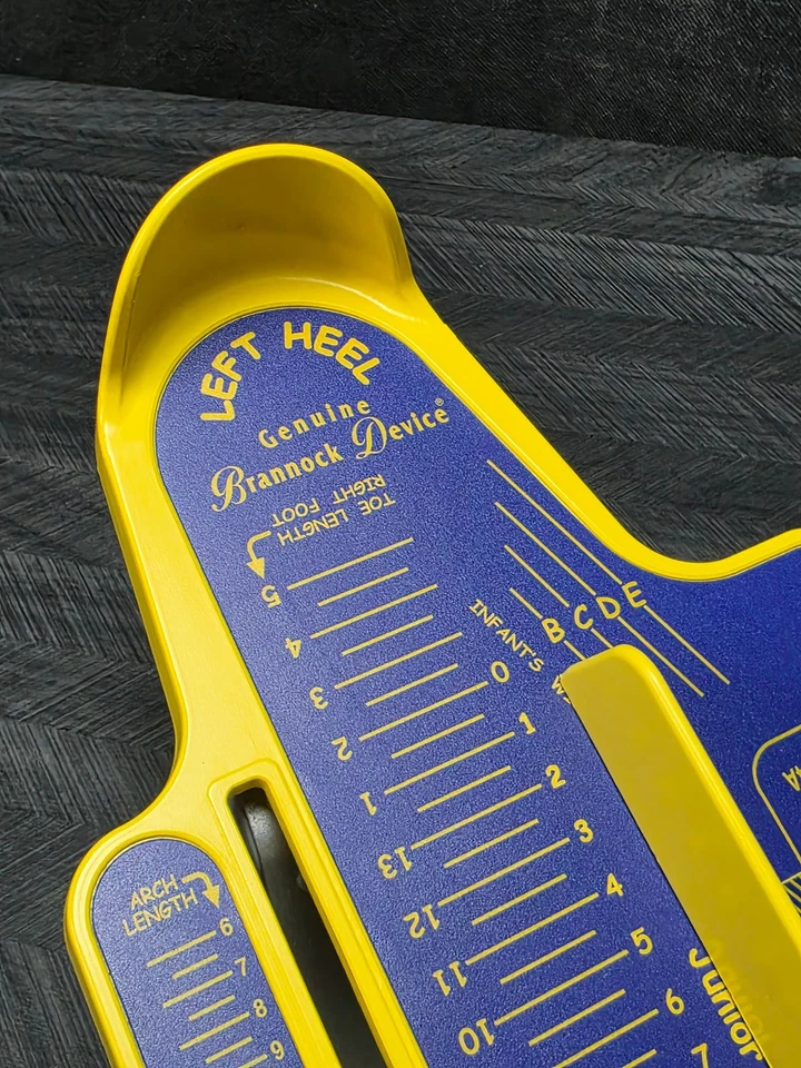 Dispositivo Brannock Genuino Ultra Fit Modelo Junior Dispositivo de Medición de Pie Azul Amarillo Foto 3 de 4