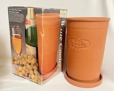 Vintage Terra Cotta Wine Cooler With Coaster, NIB