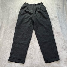 Talbots Womens 10 Wool Trousers Pleated High Rise Charcoal Gray VTG 90s Academia