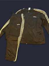 adidas Men's 3-Stripes Full Zip Tracksuit Set Jacket Pants Black/White 2XL