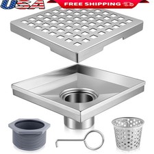 V Shape Stainless Steel Shower Drain Kit Square Floor Drain Easy Install New