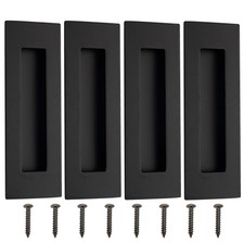 Malimali 6" Matte Black Recessed Finger Flush Pulls Stainless Steel Rectangle
