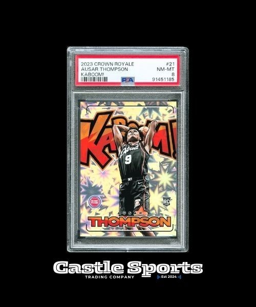 2023-24 Crown Royale #21 Ausar Thompson Kaboom SSP Rookie RC PSA 8 NM-MT Pistons
