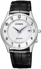 Image of Citizen AS1060-11A Eco-Drive Radio Controlled White Dial Leather Watch Men New