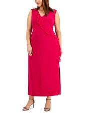 CONNECTED APPAREL Womens Pink Lined Bodice Sleeveless Maxi Dress Plus 24W
