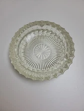 Vintage Sunburst Ashtray MCM Heavy  Glass  Retro 7 1/4" DIA 2 1/8" Tall