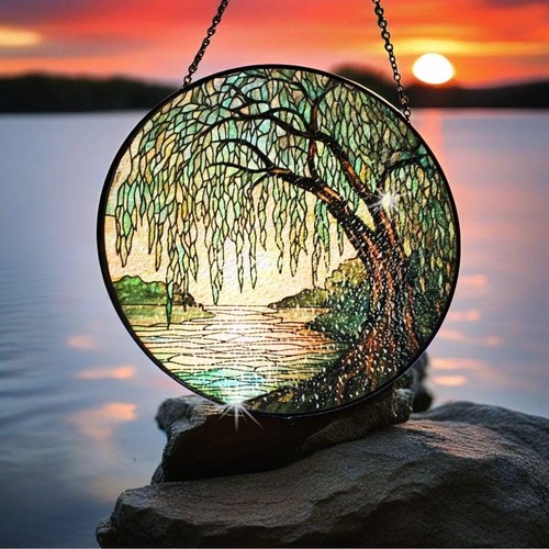 Acchiappasole Salice Piangente, Decorazione Finestra Albero Tranquillo, Regalo Amante della Natura - Foto 2 di 4