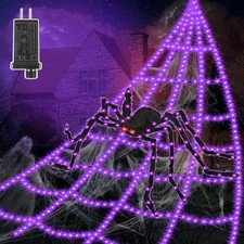 Halloween Decorations Outdoor Spider Web Lights - 16.4Ft Light Up Spider Web ...