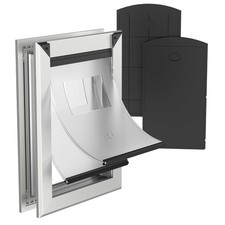 Heavy Duty Doggie with Two Sliding Lock Panel, Aluminum Large Dog Door for...