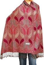 Women's Woven Pashmina Shawl Wrap Scarf 80" x 27" fuschia/green One Size