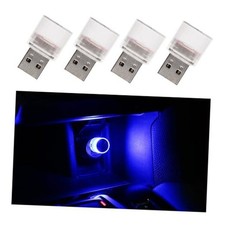 4 PCS USB LED Car Interior Atmosphere Lights, Plug-in USB Automotive Blue