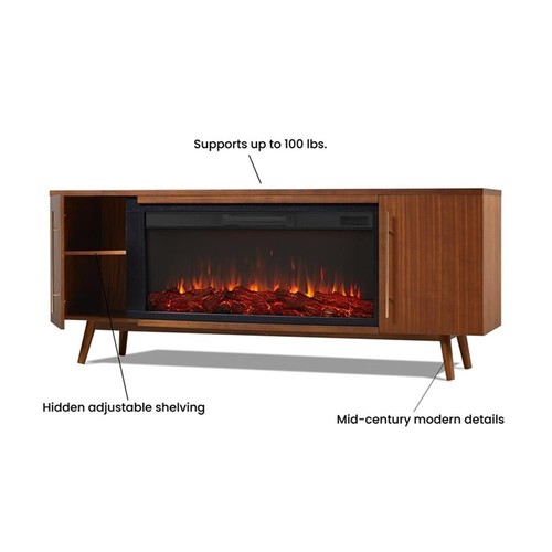 Real Flame Morris 72" Wood Landscape Electric Fireplace TV Stand in Black Maple - Picture 10 of 14
