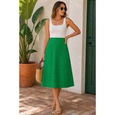 Vintage Vibrant Green Swiss Dot A Line Mod Prep Palm Beach Midi Skirt SZ 9/10