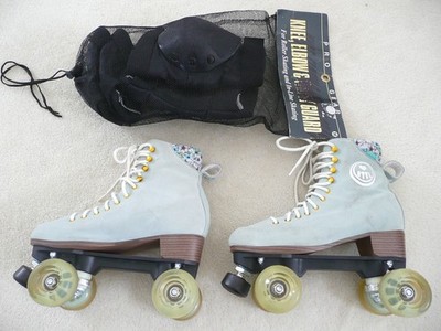 BTFL Scarlet Pro Suede Roller Skate w/ Elbow & Knee Guard Women's Sz 9/40
