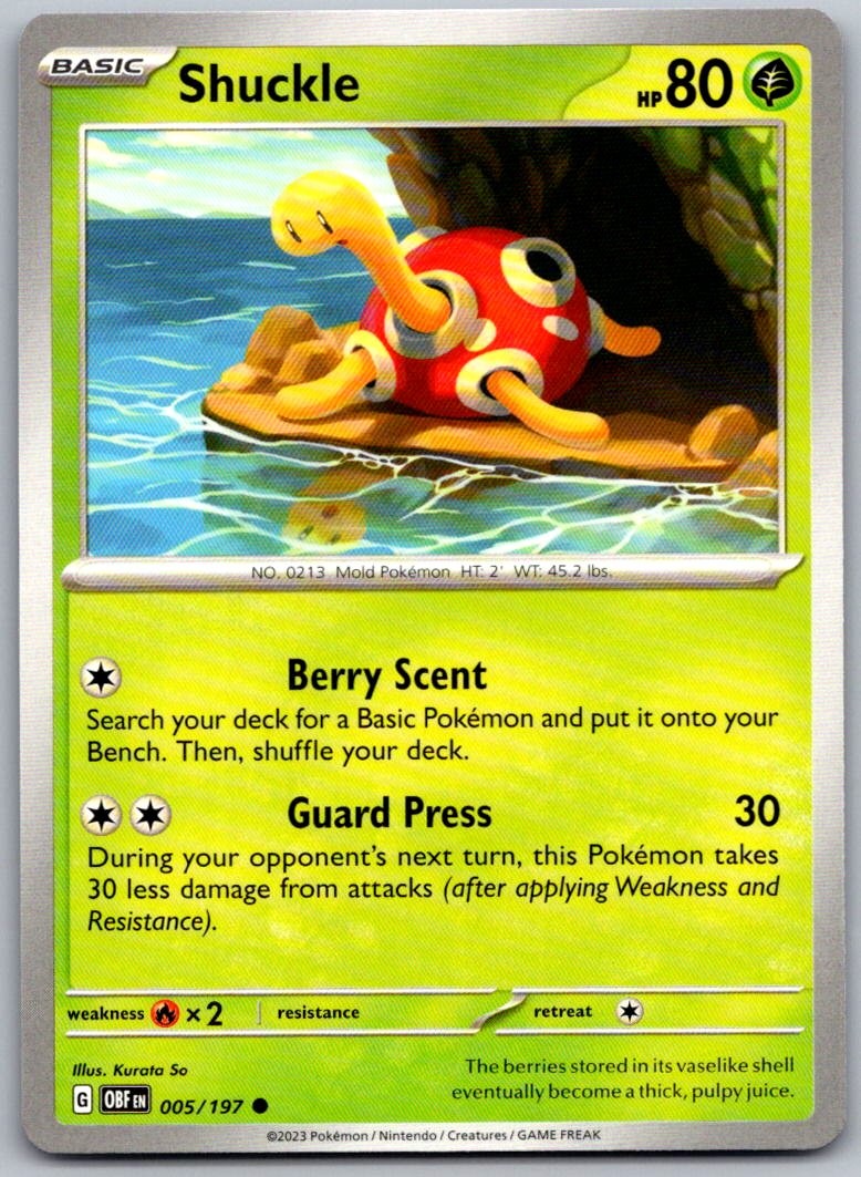 Shuckle Obsidian Flames 005/197 Common PokéMon — English Near Mint