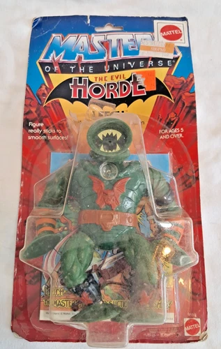 Vintage 1985 MOTU Leech Figure Evil Horde Mattel Worn Card / Cracked Bubble - HK