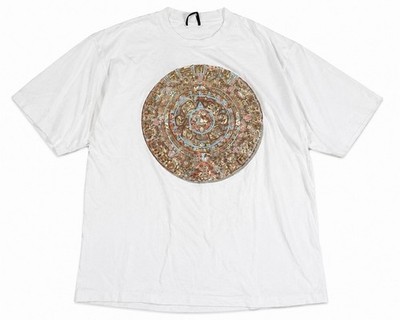 90s Style Mayan Calendar Graphic Tee USA Made Diamond Dust Large Boho Art