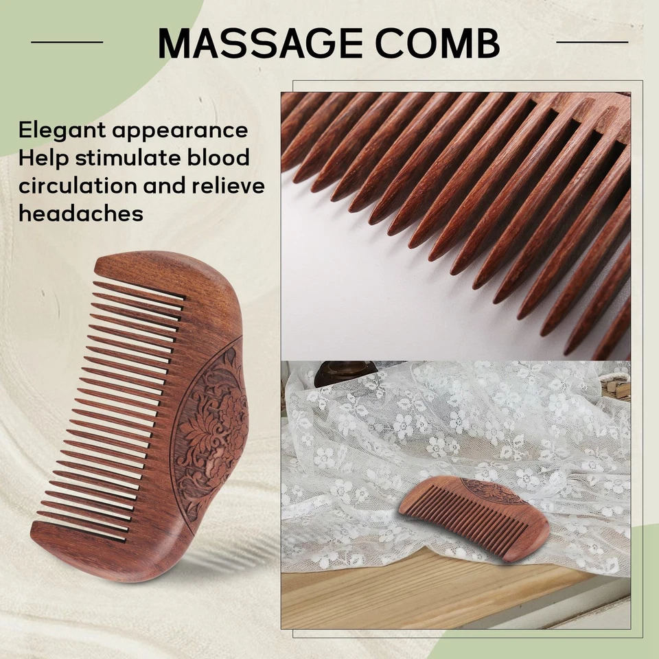 Pente de sândalo dente super estreito pentes de madeira piolhos estáticos 1541 - Imagem 3 de 4