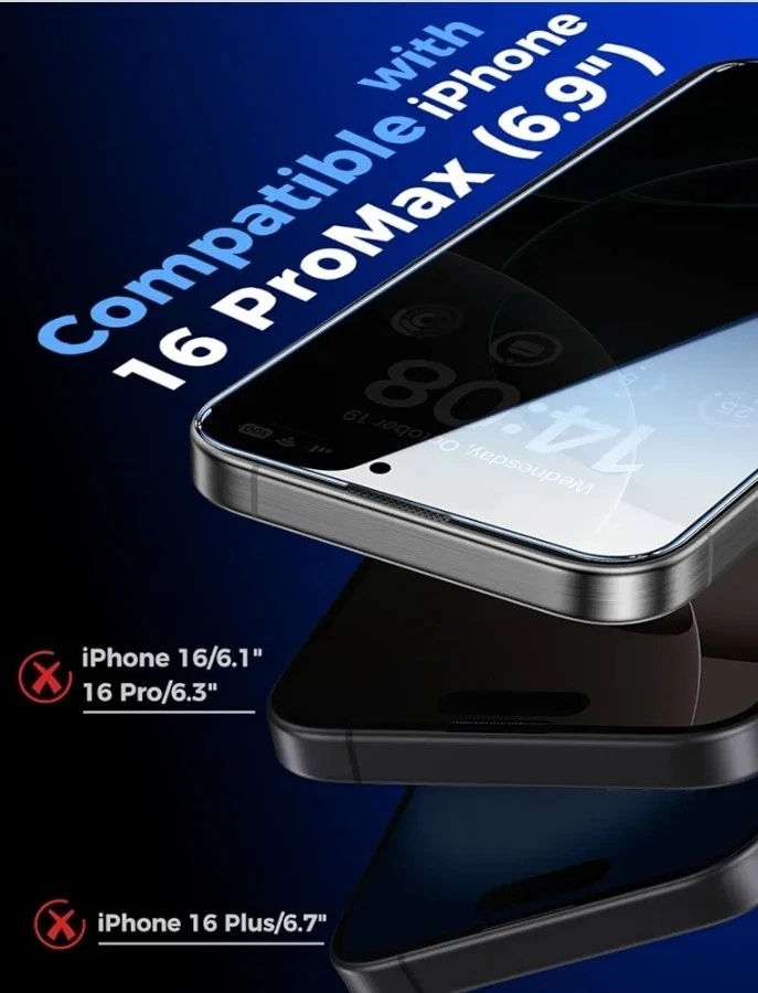 MAGIC JOHN 2 Pack for iPhone 16 Pro Max 6.9 inch Glass Screen Protector .....287 - Image 3 of 4