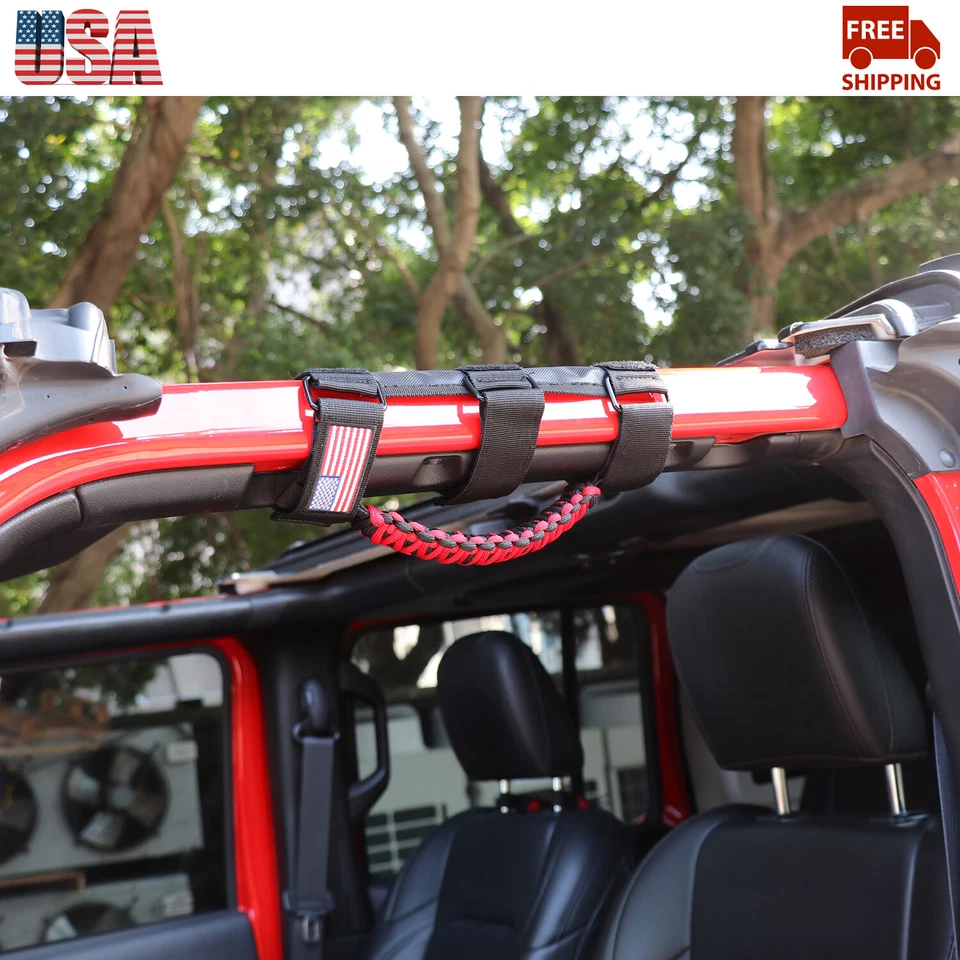 2x Roll+Side Bar Grab Handle Grip Handle For Jeep Wrangler TJ JK JL 1997+ 2/4Dr Foto 3 de 4