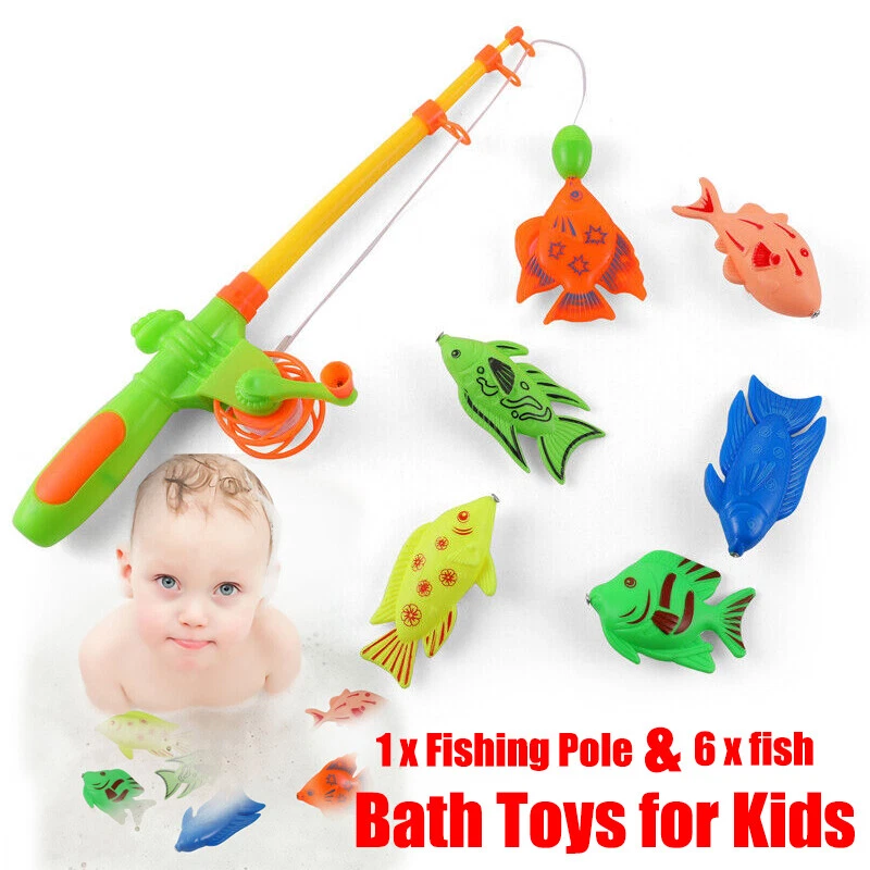 Kids Fishing Bath Toys Game - 7Pcs Magnetic Floating Fish & Fishing Pole  Gift