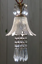 Pink Murano GLASS Snowflake beaded brass tole Lamp Italian foyer fixture prism