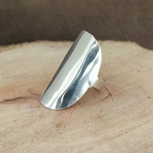 Long Statement Ring, 925 Sterling Silver Ring, Boho Rings for Women, Wide, Large - Picture 4 of 12