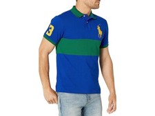Polo Ralph Lauren Polo Shirt Men's Blue Cotton Custom Slim Fit Big Pony MXX118