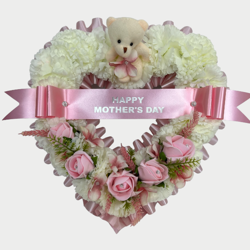Artificial Funeral Flowers Wreath Memorial Grave Tribute pink Mum Nan Gran - Picture 4 of 17