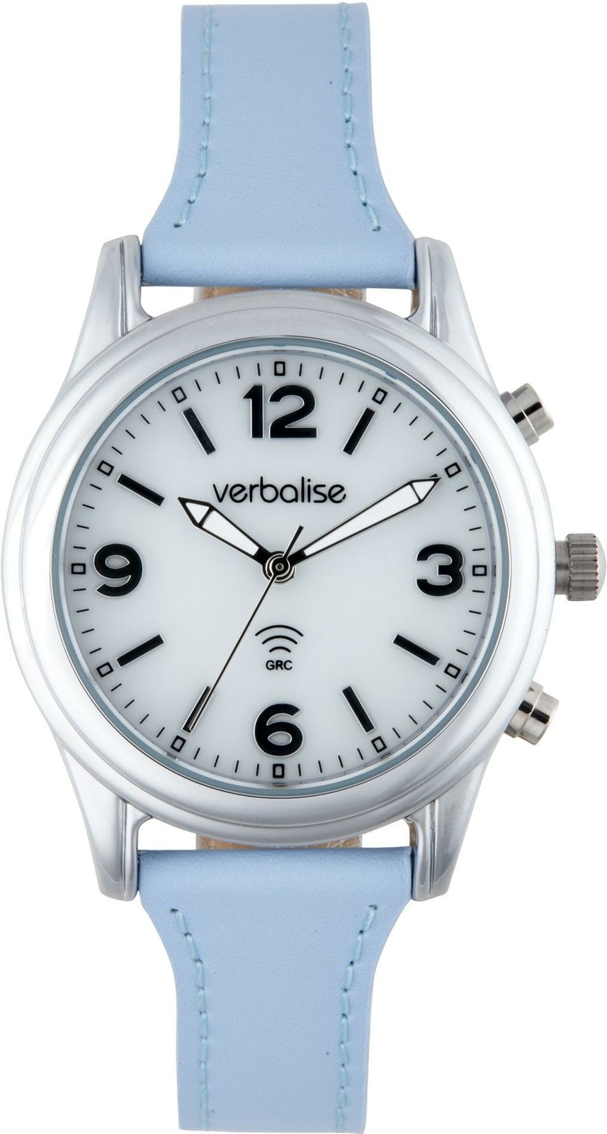 Verbalise Ladies Talking Watch with Blue Leather Pin and Tuck Strap VLRC-201LBL