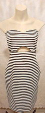 Miss Selfridge Tube Strapless Dress Black & White Stretchy Bodycon  size 16 New
