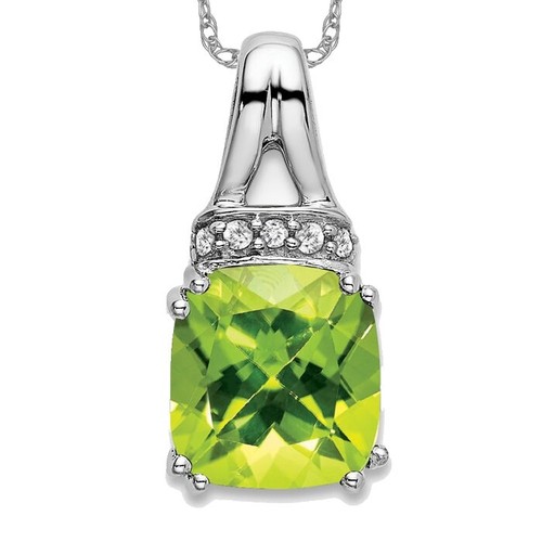 Ciondolo Delicato Peridoto Verde 13g Con Argento – Pietra Preziosa Creata In Laboratorio
