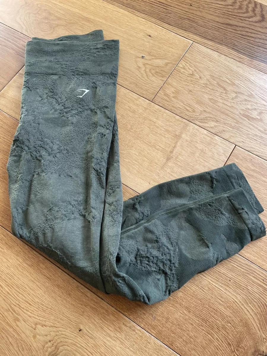 Gymshark Adapt Camo Seamless Leggings In Moss Olive/core Olive Size Large