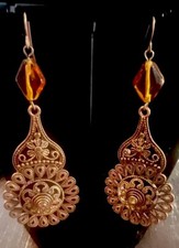 Rose Gold Tone Lacy Filigree Flower Earrings