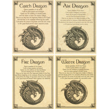 Four Dragons Poster Set 8.5 x 11" NEW 4 Parchment Prints - One for Each Element