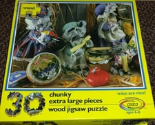 Mice are Nice! 30 piece Chunky Wooden Wood 10" x 12" jigsaw ceaco 1987