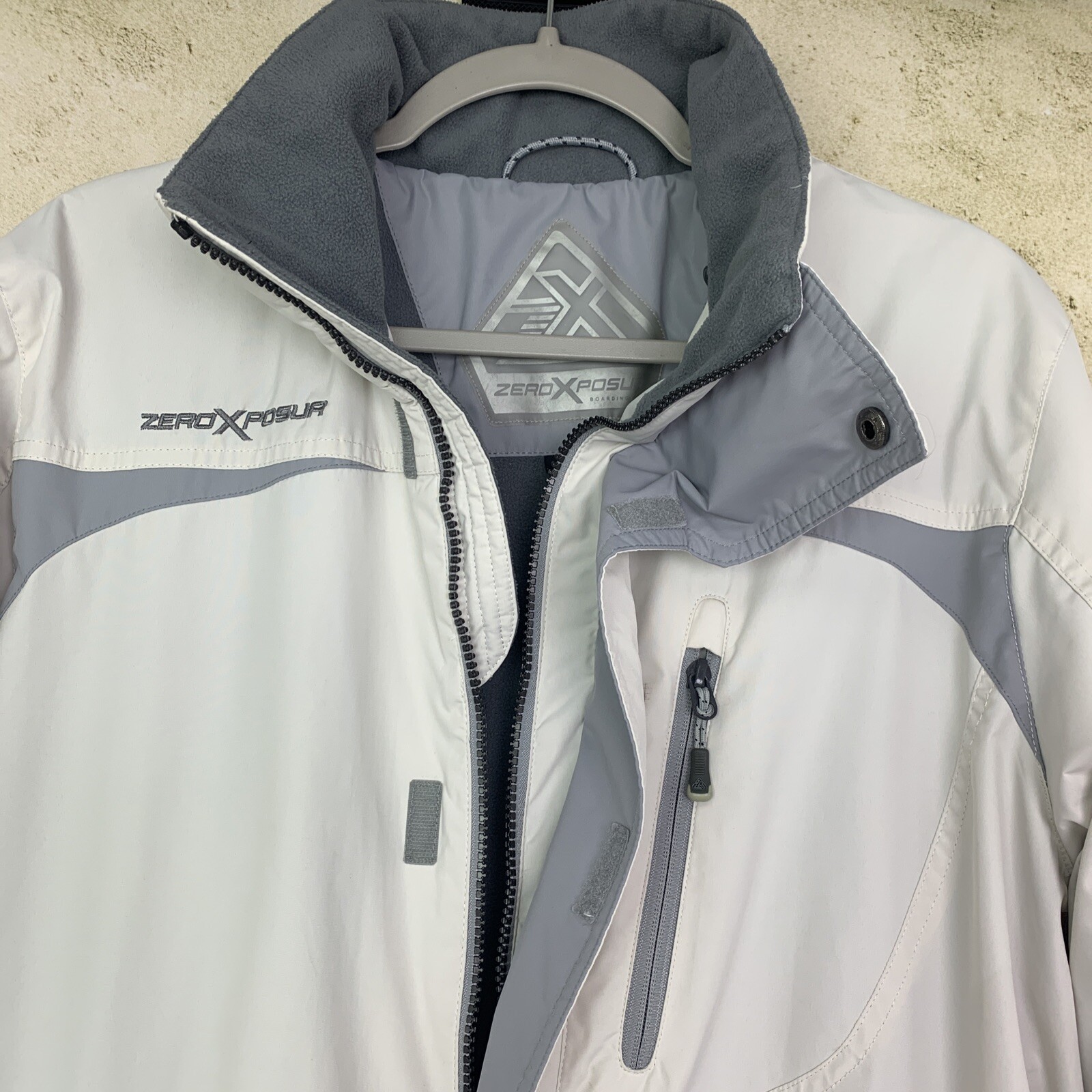 Zero Xposur Mens Sz Small Snowboard Ski Winter Jacket White/Gray Fleece Lined eBay