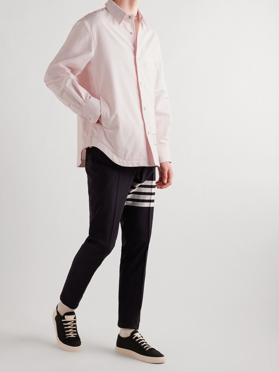 $1490 BNWT THOM BROWNE Striped Cotton-Twill Overshirt Pink