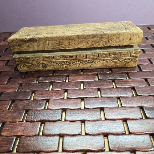 Vintage Wooden Small Storage Chest Box Original Old Hand Crafted Carved - Picture 5 of 11