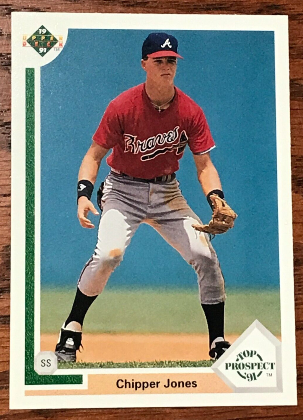 1991 UPPER DECK CHIPPER JONES ROOKIE CARD # 55 RC-NR-MINT CONDITION-MAR388